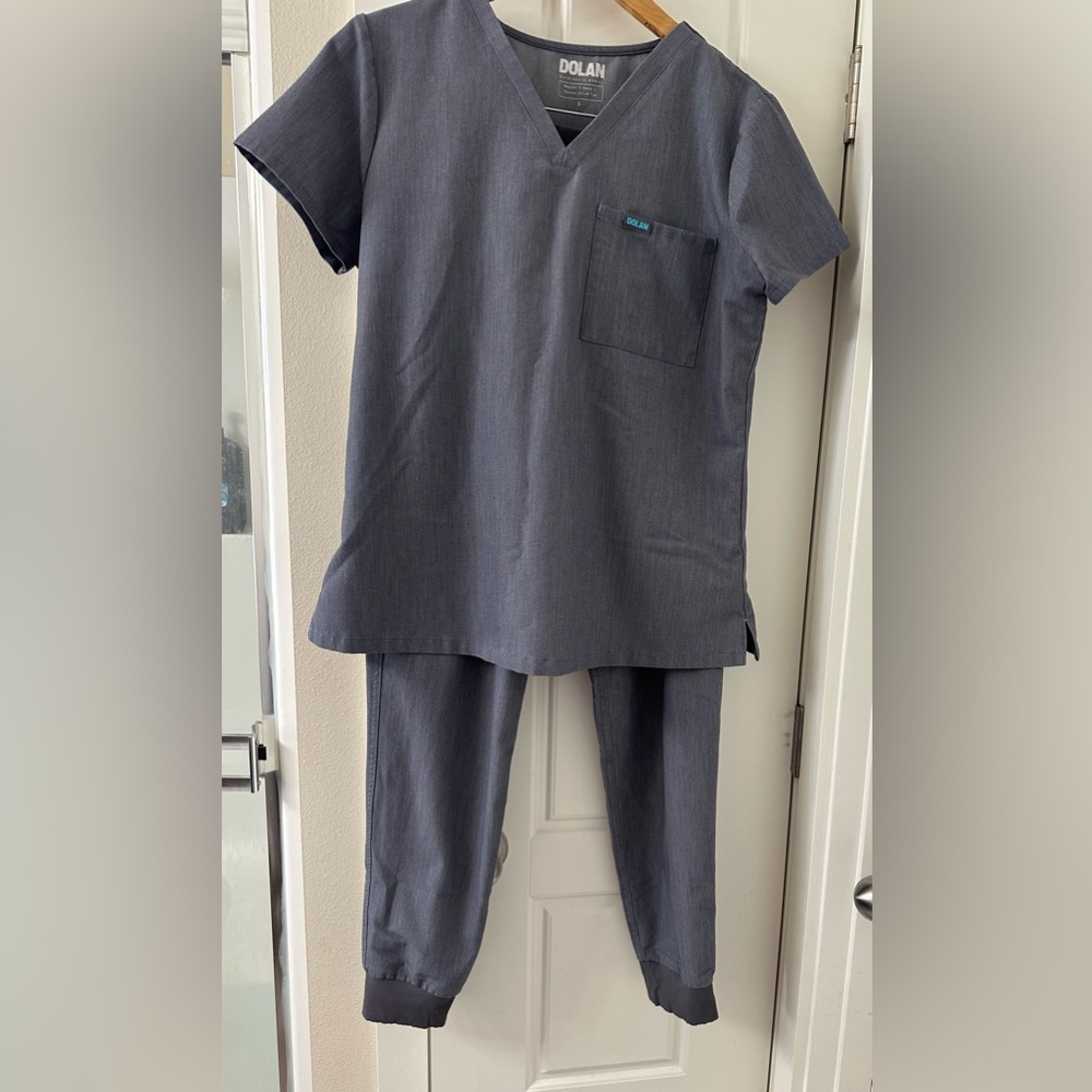 DOLAN Gray Scrub Set – Top & Jogger Pants – Size Small - Picture 2 of 7